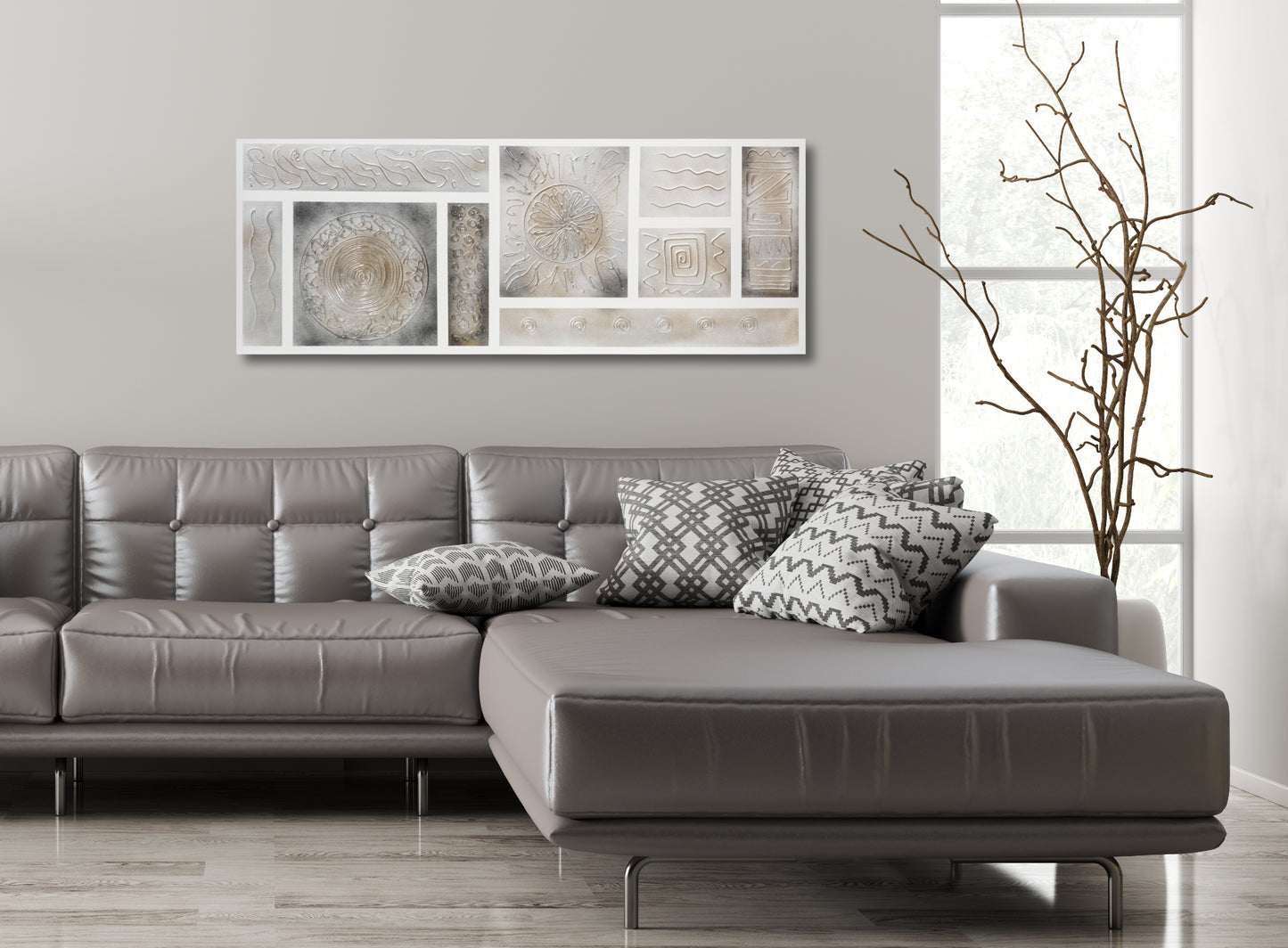 CUADRO PINTADO "COMPOSICIÓN MARRÓN Nº2" 130X50CM