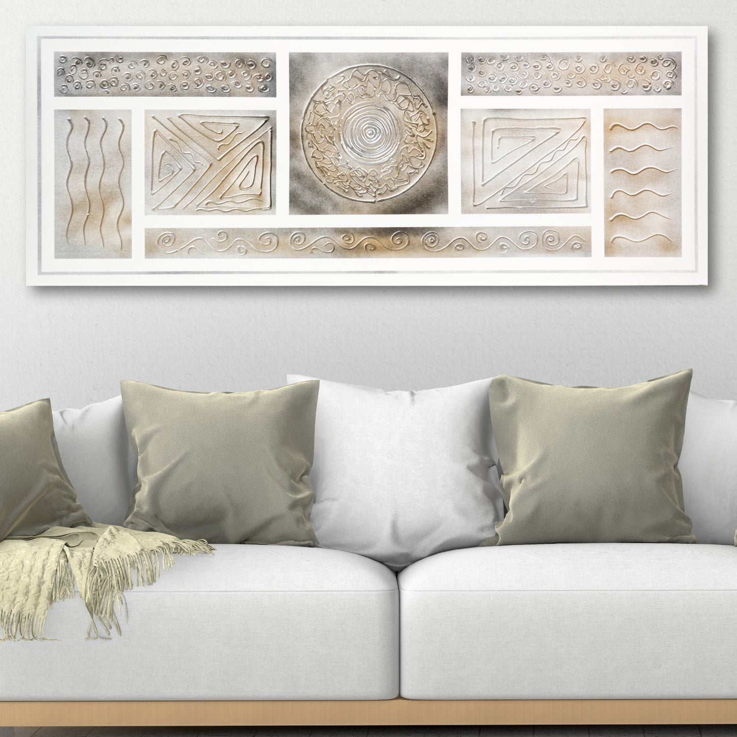 CUADRO PINTADO "COMPOSICIÓN MARRÓN Nº3" 130X50CM