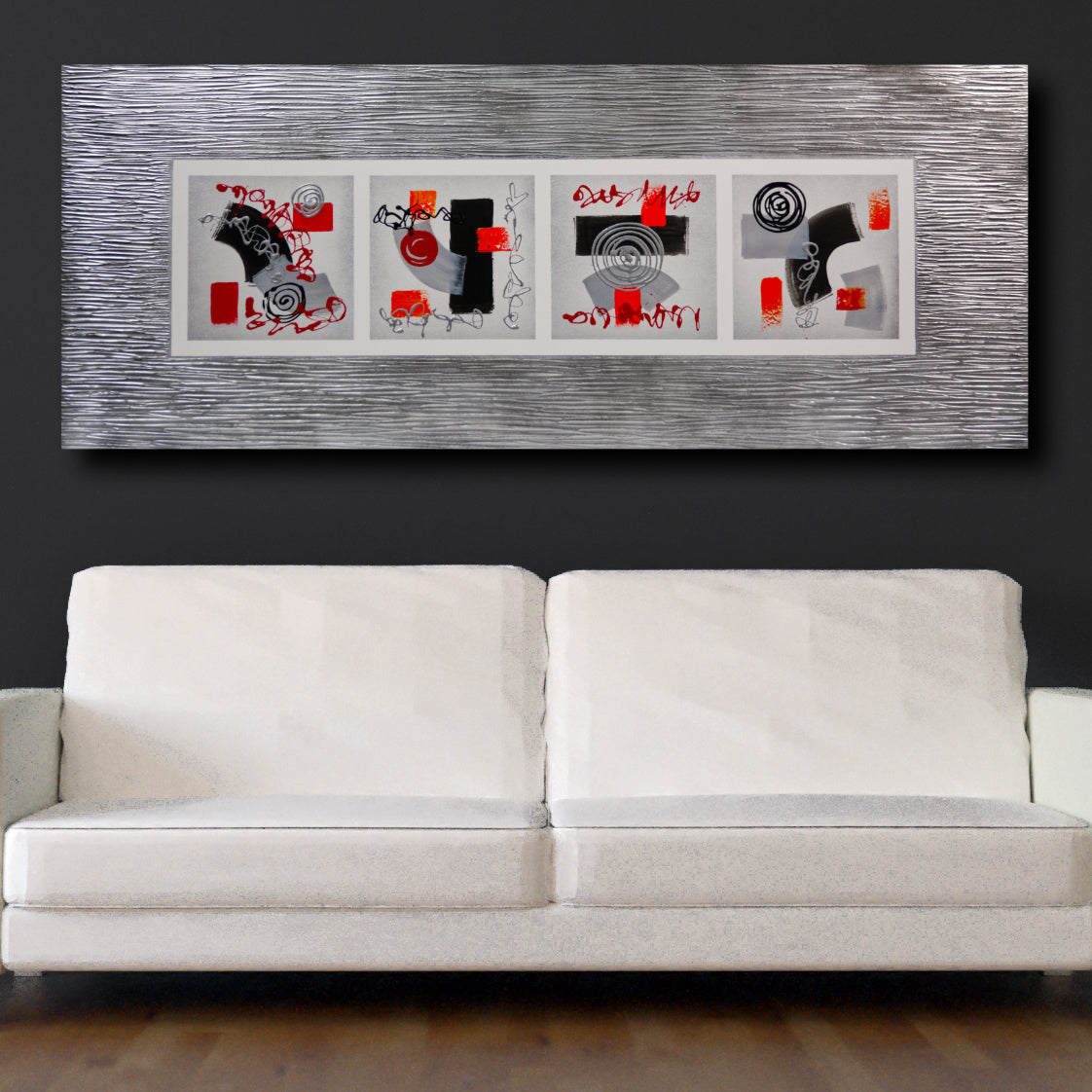CUADRO PINTADO "4 VARIACIONES ABSTRACTAS" 150X60CM