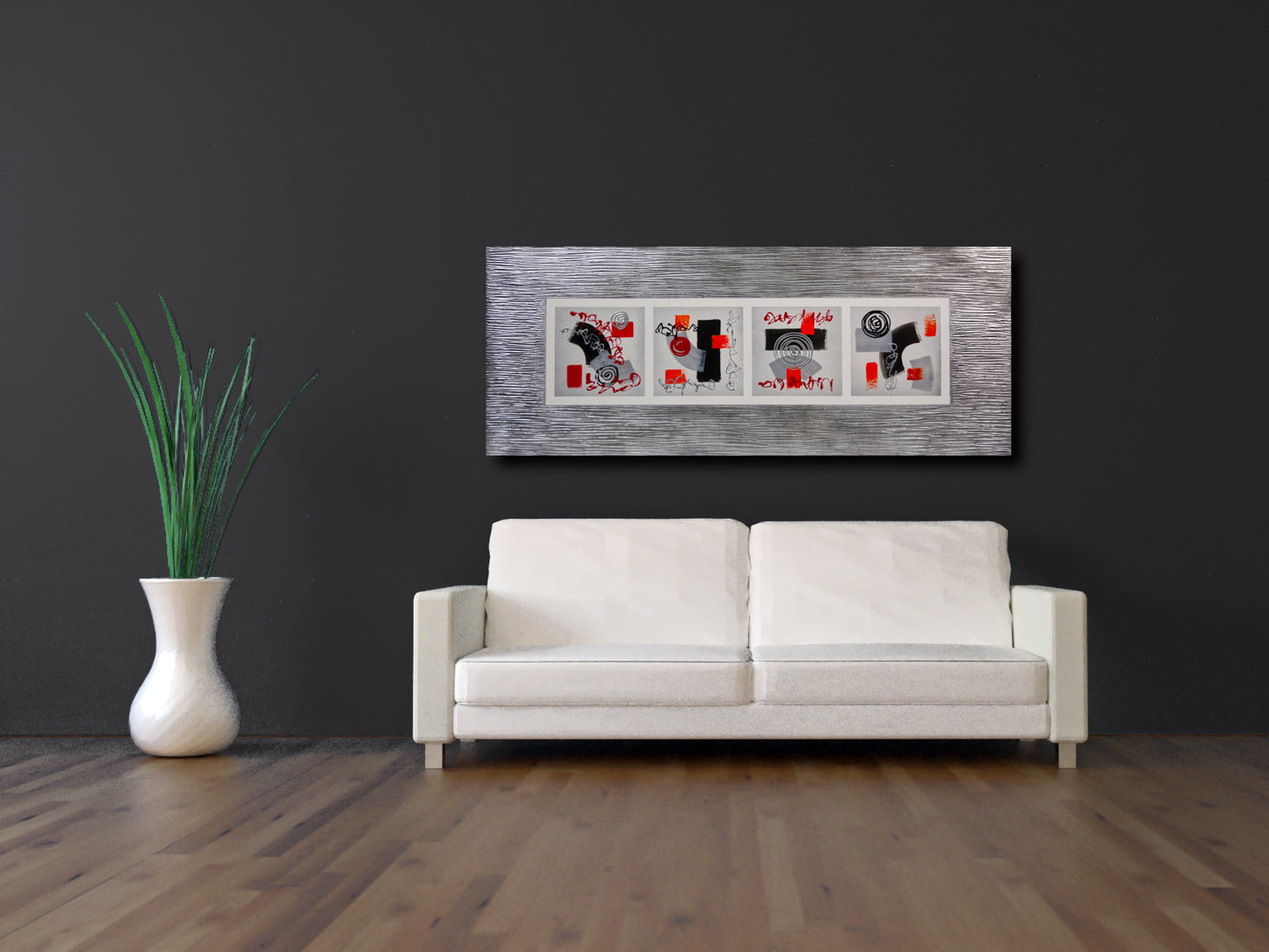 CUADRO PINTADO "4 VARIACIONES ABSTRACTAS" 150X60CM