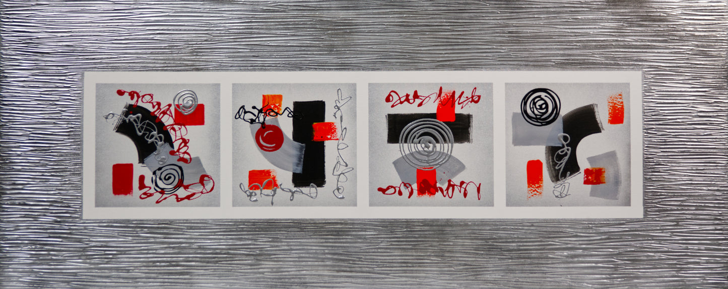 CUADRO PINTADO "4 VARIACIONES ABSTRACTAS" 150X60CM