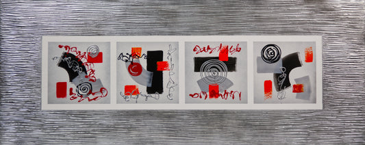 CUADRO PINTADO "4 VARIACIONES ABSTRACTAS" 150X60CM