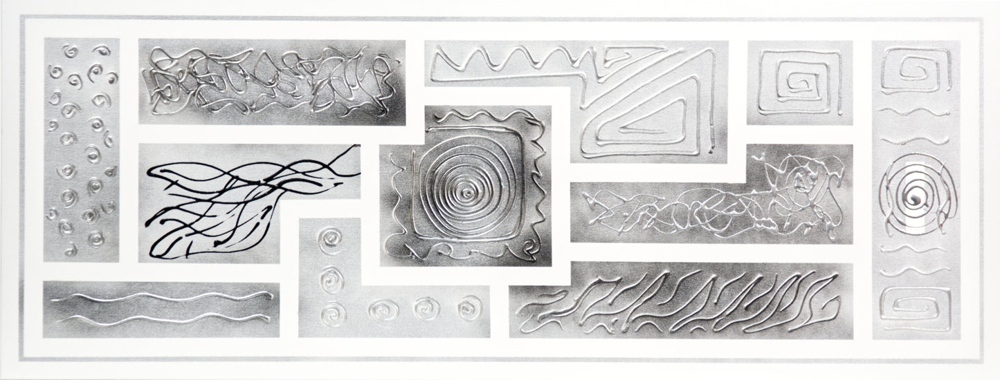 CUADRO PINTADO "COMPOSICIÓN PLATA" 130X50CM