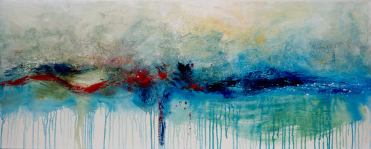 CUADRO PINTADO ABSTRACTO "OLEAJE" 150X60CM