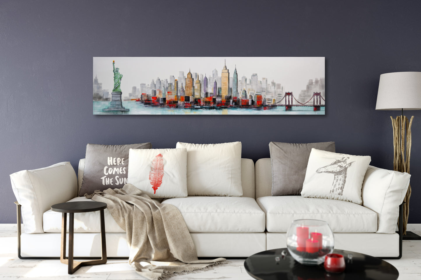 CUADRO PINTADO "SKYLINE NEW YORK" 165X42CM