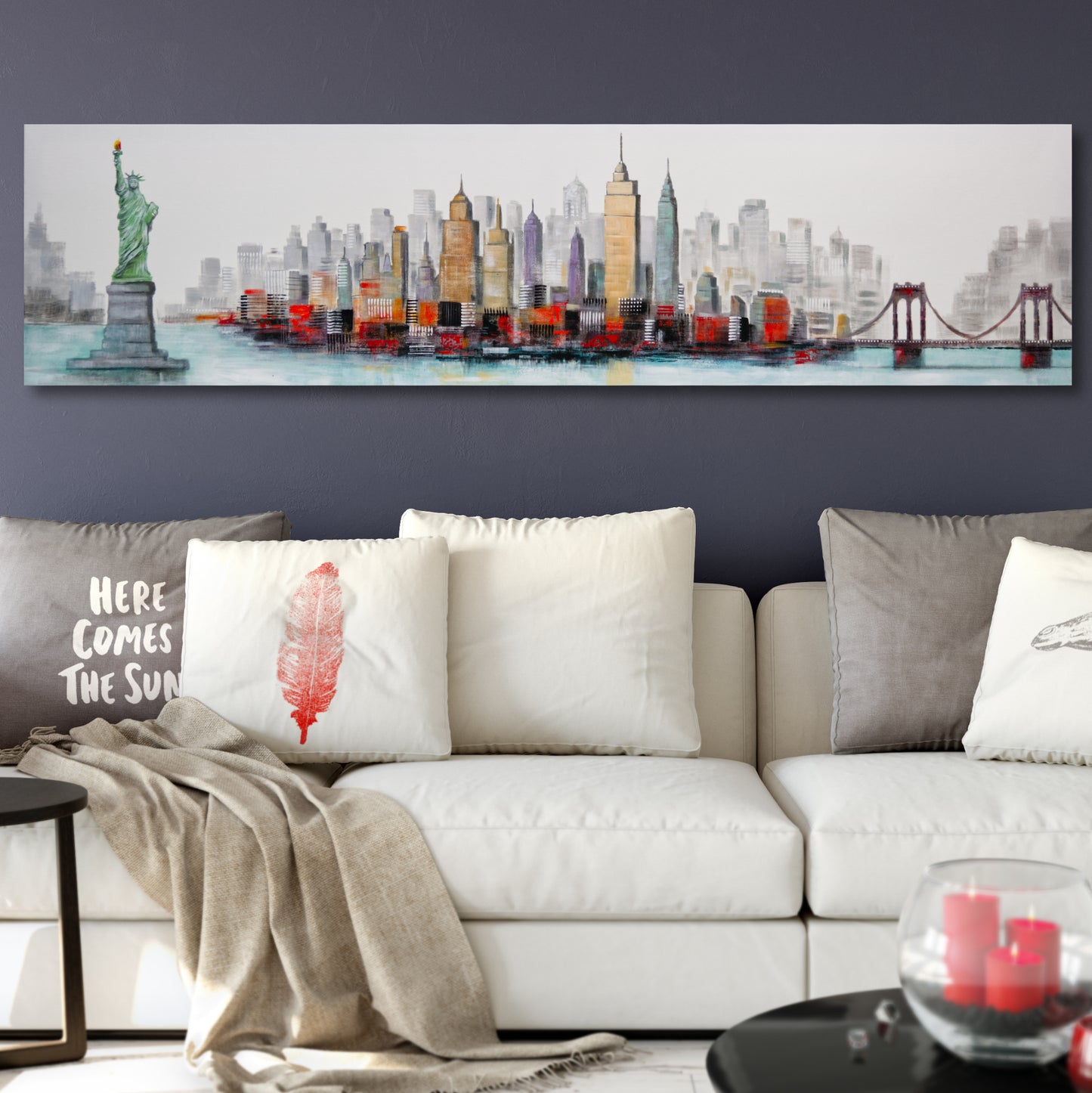 CUADRO PINTADO "SKYLINE NEW YORK" 165X42CM