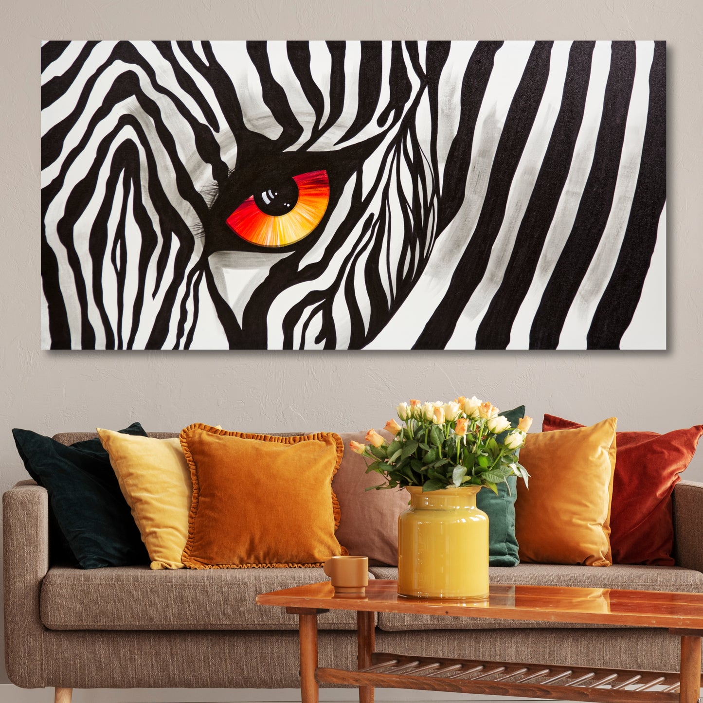 CUADRO PINTADO "OJO DE CEBRA" 140X70CM