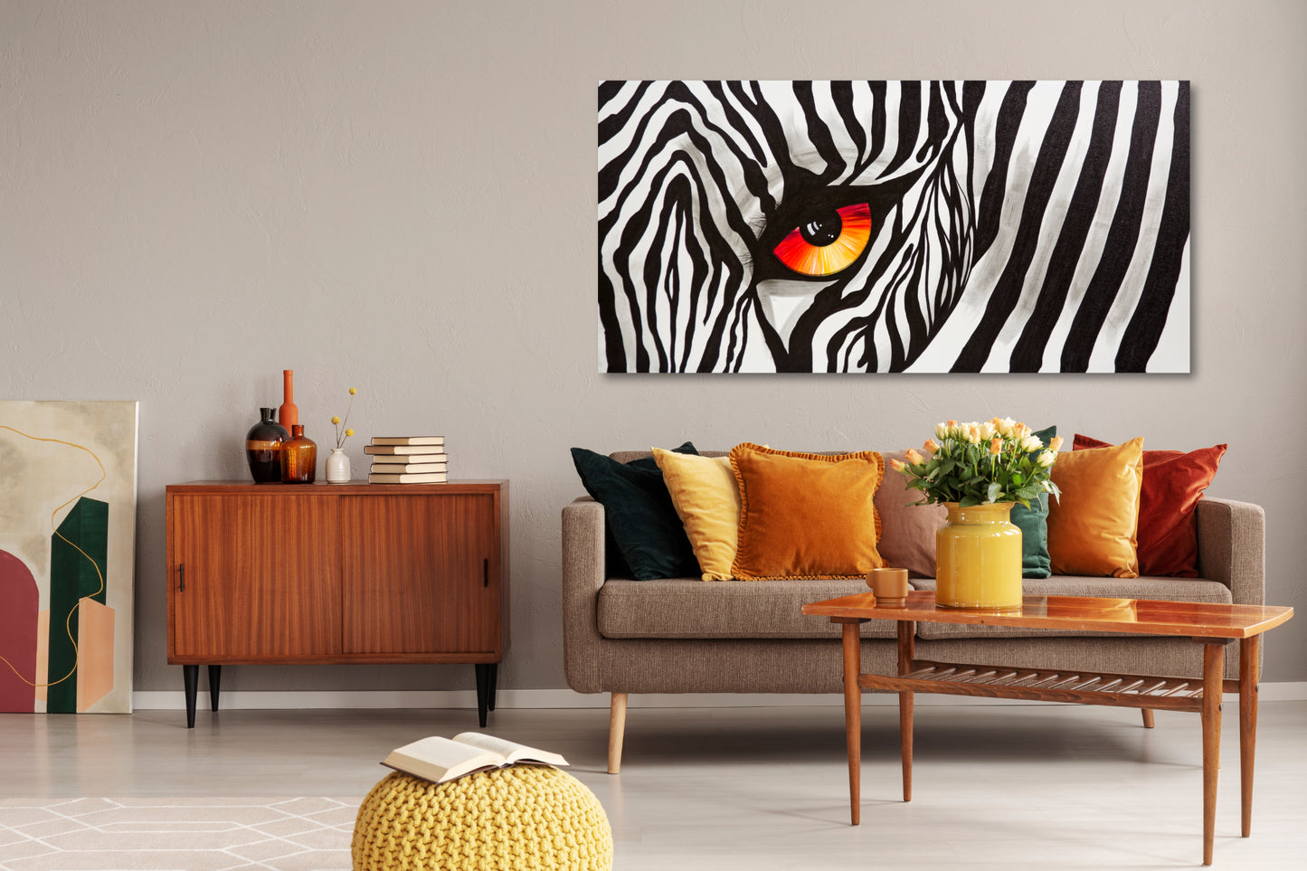 CUADRO PINTADO "OJO DE CEBRA" 140X70CM