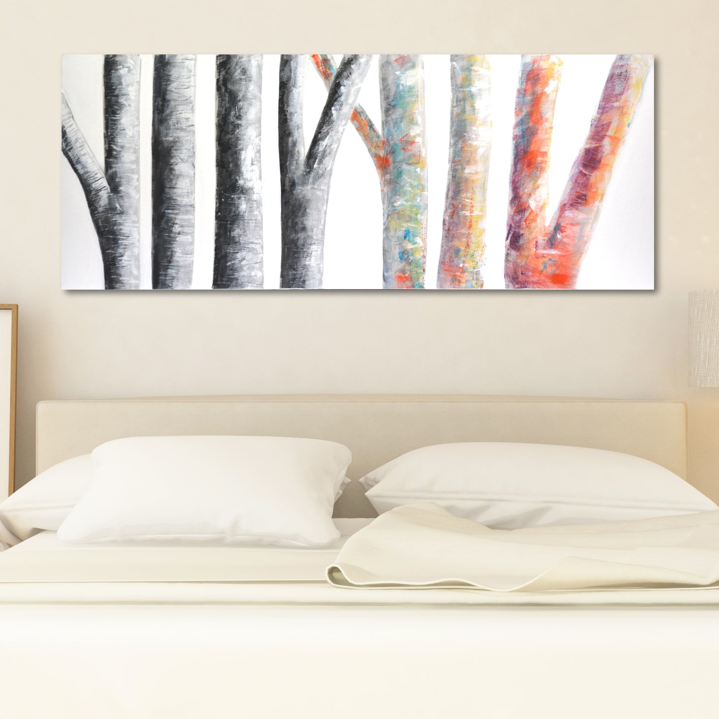 CUADRO PINTADO "BOSQUE NEGRO/BOSQUE COLOR" 150X60 CM