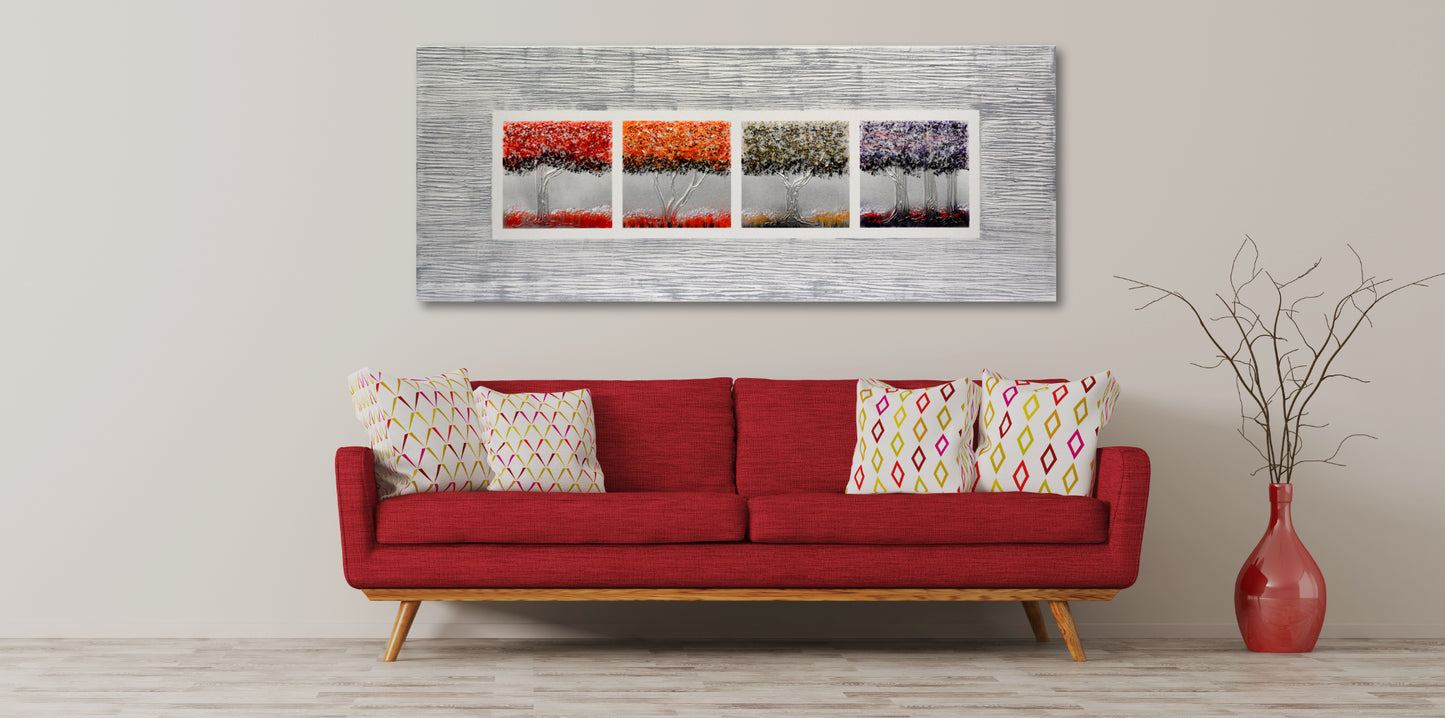 CUADRO PINTADO "LAS 4 ESTACIONES" 150X60CM