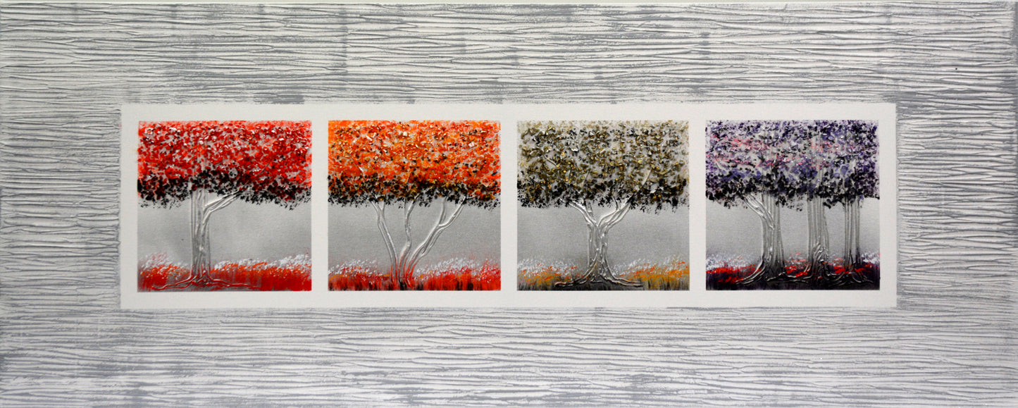 CUADRO PINTADO "LAS 4 ESTACIONES" 150X60CM