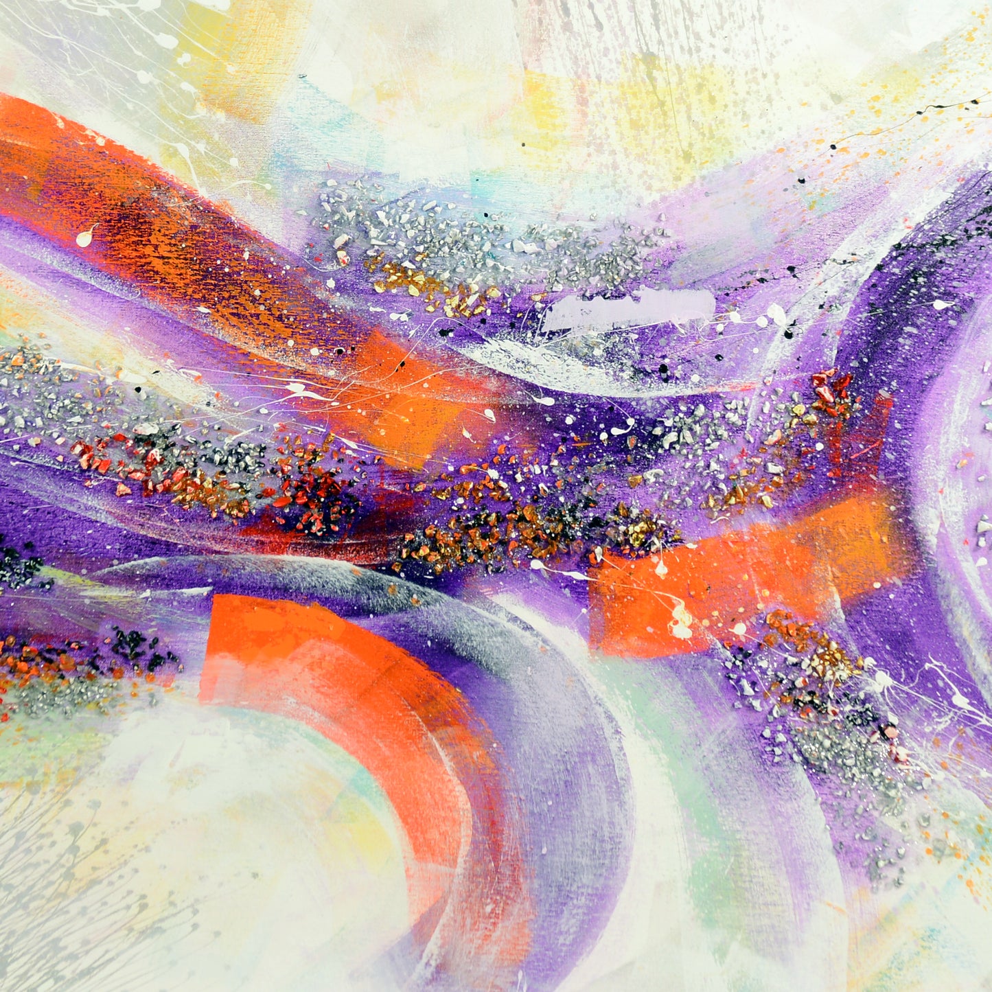 CUADRO PINTADO "ABSTRACTO FANTASÍA II" LILA 140X70 CM