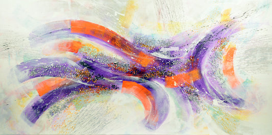 CUADRO PINTADO "ABSTRACTO FANTASÍA II" LILA 140X70 CM