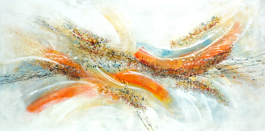 CUADRO PINTADO "ABSTRACTO FANTASÍA" NARANJA 140X70 CM